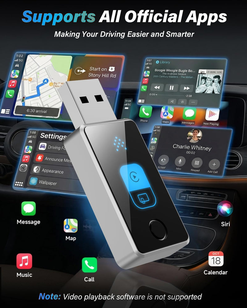 2026 Wireless CarPlay Adapter for iPhone & Android Auto 2-in-1 Dongle | One-Touch Switch for Carplay & Android Auto Convert, Plug & Play, Easy setup, Fast & Stable Auto Connect