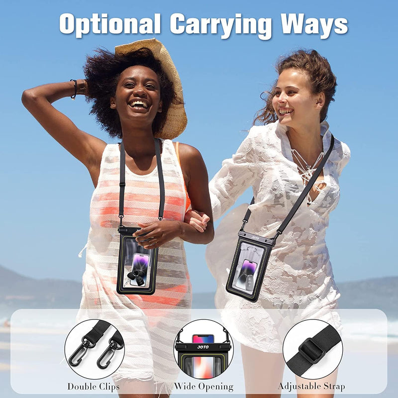 JOTO IP68 Large Waterproof Floating Phone Pouch, Big Float Dry Bag Cellphone Holder Case for iPhone 14 13 12 11 Pro Max Galaxy S23 Ultra S22 S21 Waterproof Wallet for Cash Card Watch -Black Black