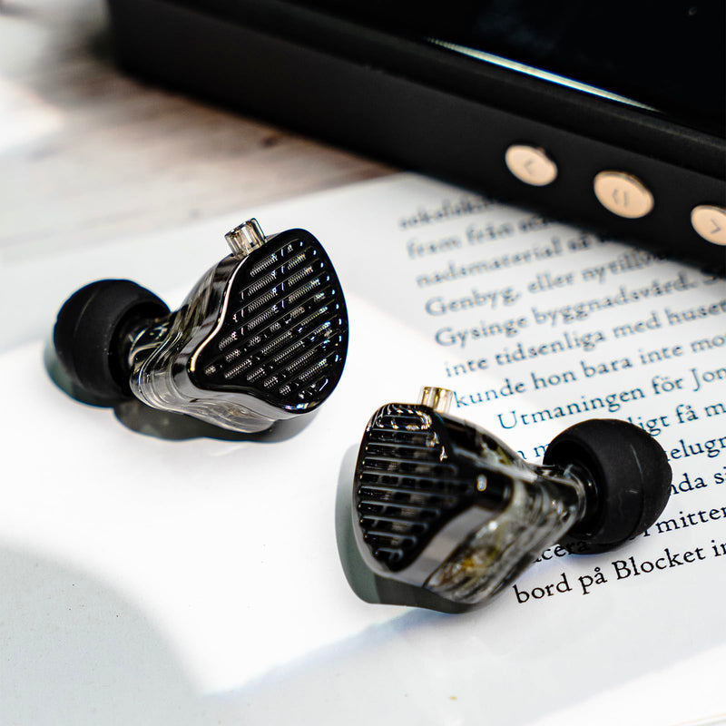 Linsoul KZ x HBB PR2 13.2mm Planar Driver in Ear Monitor HiFi IEM Earphones | with N52 Magnet Array, Nanoscale Diaphragm, Detachable 2 Pin Silver-Plated Cable for Gaming Audiophile, Black, w/ Mic With Mic
