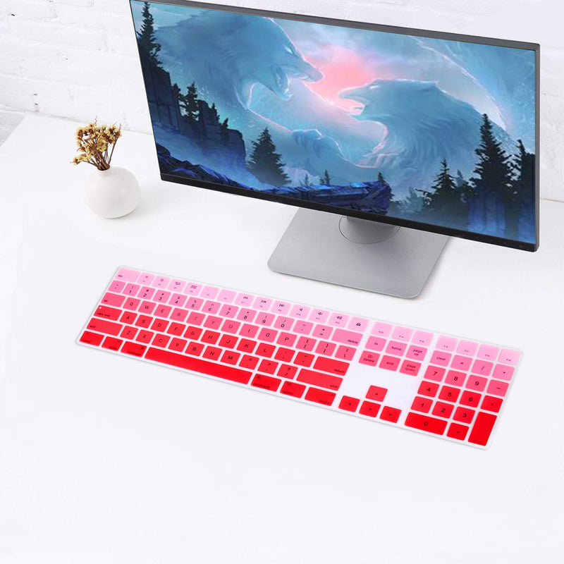 WYGCH Ultra Thin Silicone Full Size Wireless Numeric Keyboard Cover Skin for Mac 2017 Latest Magic Keyboard with Numeric Keypad MQ052LL/A A1843 US Layout,Ombre Red Ombre Red