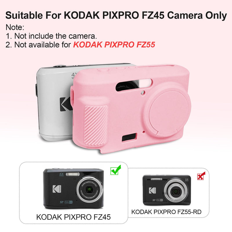 [AUSTRALIA] - Easy Hood Case for Kodak PIXPRO FZ45, Soft Silicone Camera Case with Removable Lens Cover, Lightweight Protective Cover Sleeve, Custom Fit FZ45 Camera (Pink) Pink 