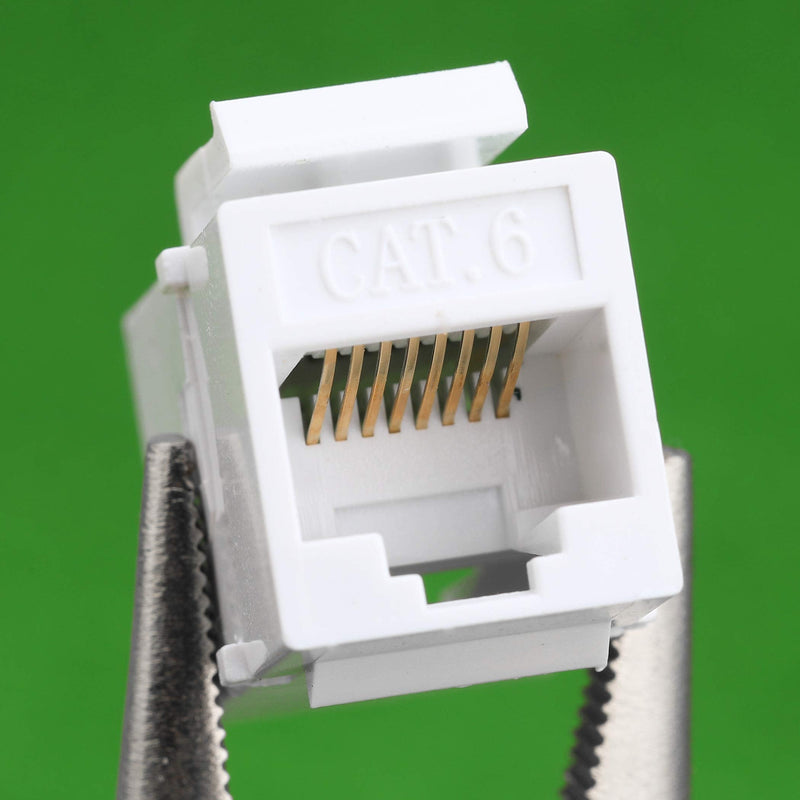 50Pcs/100Pcs CAT6 RJ45 Cable Connector 8P8C Straight Through Network Module Keystone Female to Female Extension Adapter for Plate Outlet Panel (100Pcs)