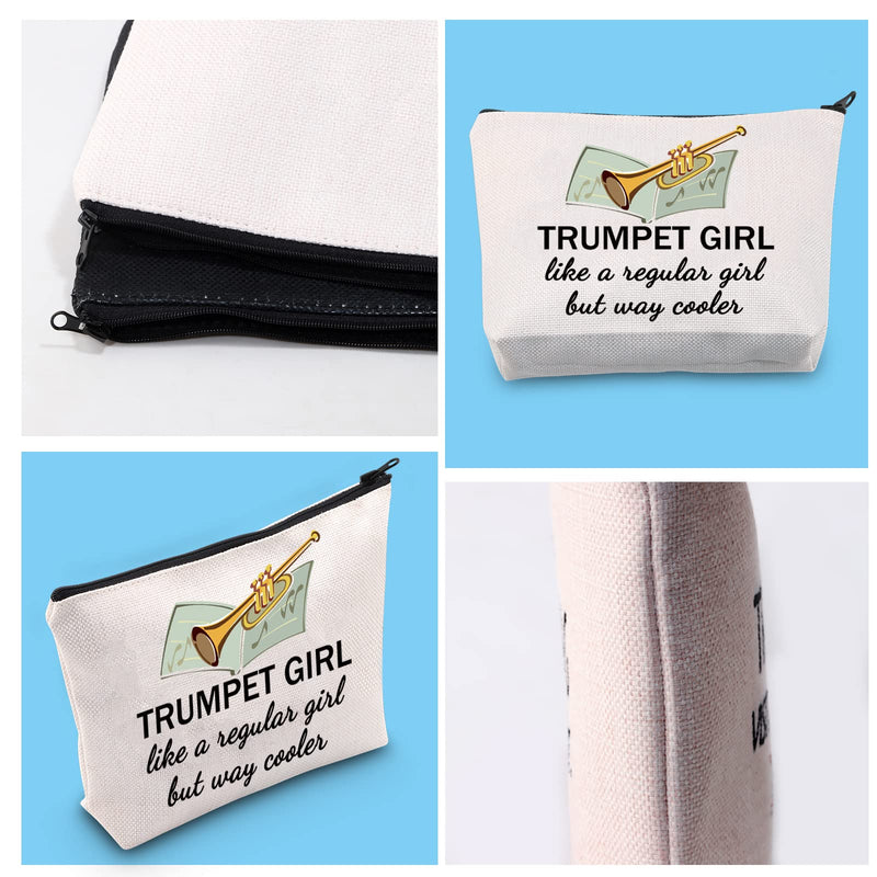 GJTIM Trumpeter Gift Trumpet Player Gift Brass Band Trumpeter Cosmetic Bag Zipper Pouch Beige