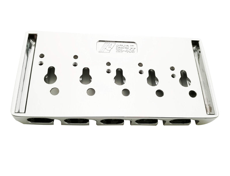 Guyker 5 String Bass Bridge with Locking Zinc Saddles – Dual Load Type A Bridges String Space 19mm Replacement for Jazz Bass or Precision Electric Instruments (Chrome) Chrome