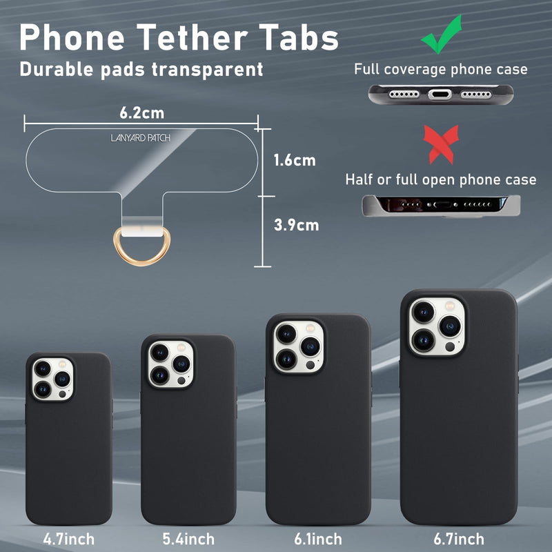 Cell Phone Lanyard Pads, Thinner Durable TPU Phone Patch Clear Universal Phone Tether Tab Without Adhesive (2*clear) 2*clear