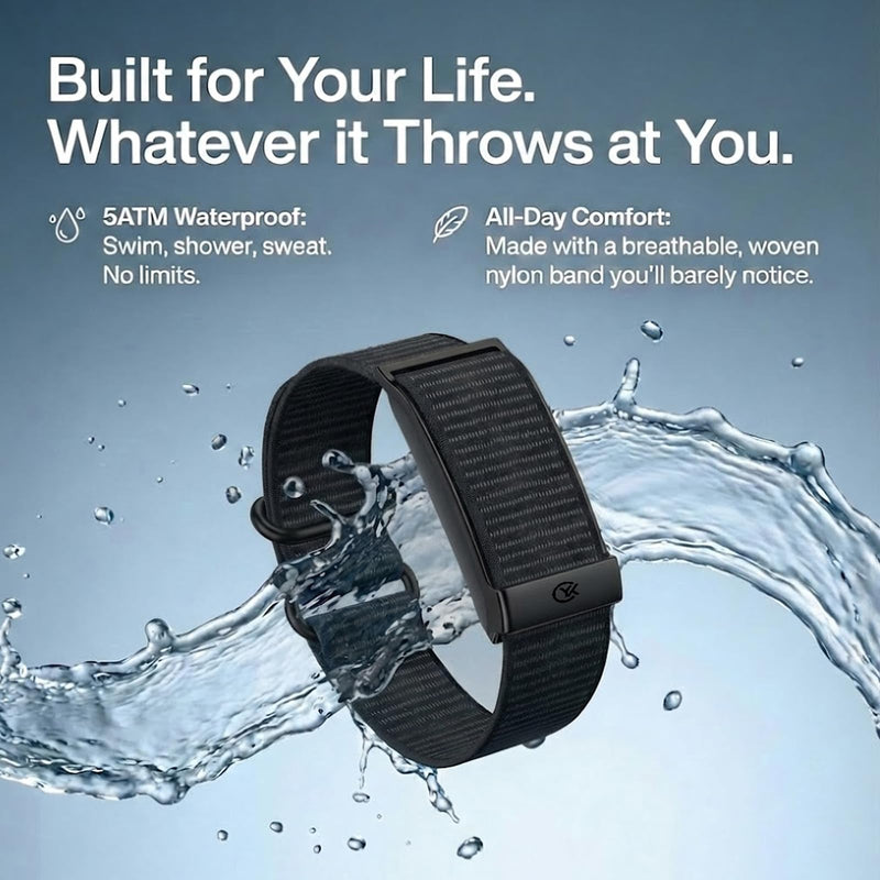 Smart Bracelet Health and Fitness Tracker No Subscription Fees Black | Heart Rate,Sleep,SpO2,HRV,Menstrual Cycle,No Screen,IP68 Waterproof,Comfort-Lightweight,35-day Battery Life,Band