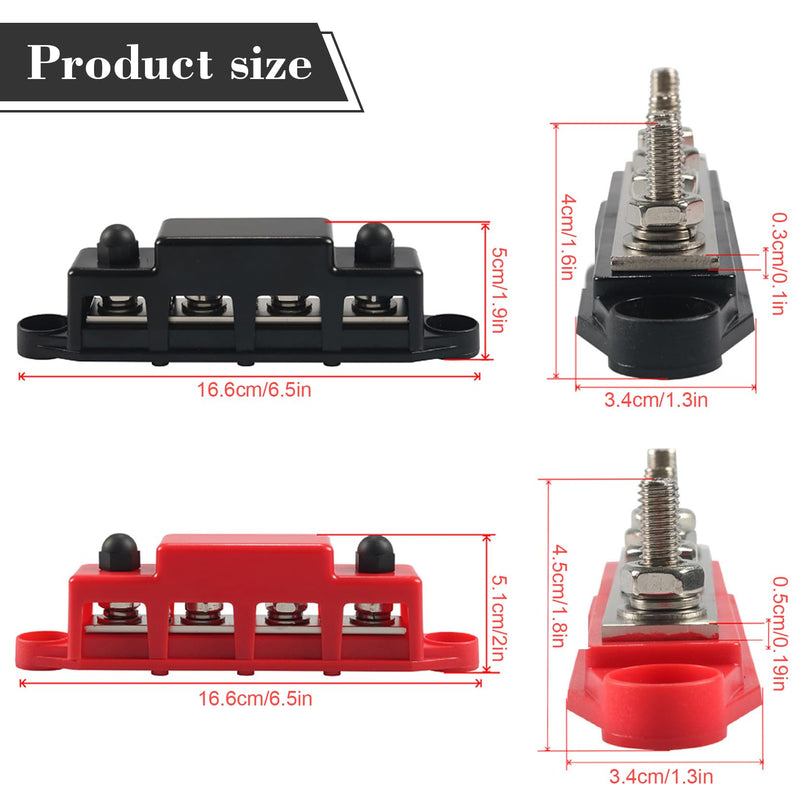 [AUSTRALIA] - Idota Bus Bar 12 V - 48 V DC Bus Bars Distribution Block 150 A Busbar with M8 Terminal Bolts Power Rail for Car Boat Solar System 