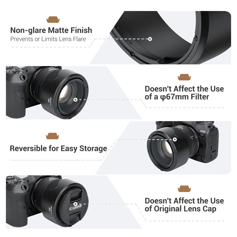 [AUSTRALIA] - JJC Tulip Flower Lens Hood for Canon RF 45mm f/1.2 STM Lens, Reversible Lens Shade Replacement of Canon ES-73B Hood, Compatible with 67mm Filter/Lens Cap Tulip Flower Shape 