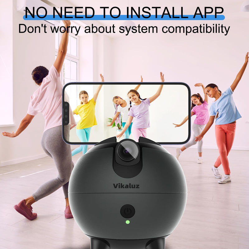 Auto Tracking Phone Holder, Auto Face Tracking Tripod, 360° Rotation Face Body Phone Tracking Tripod, AI-Powered Face Tracking,No APP Live Vlog Tiktok Video-Grey