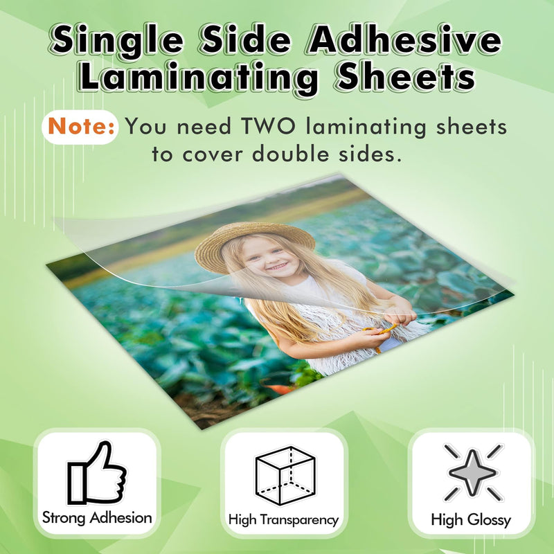 Koala Self Adhesive Laminating Sheets - 9 x 12 Inch Self Laminating Sheets, No Machine Needed Clear Self Sealing Laminate Sheets for Stickers, Photos - 20 Sheets
