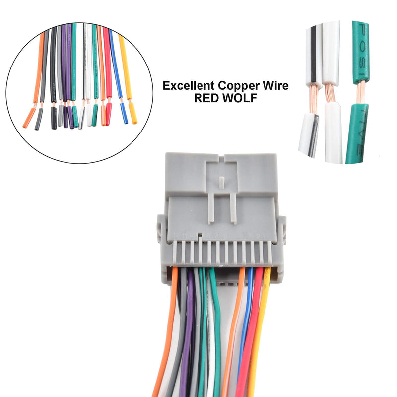 RED WOLF Radio Stereo Wiring Harness Antenna Adapter Connector Plug Replacement for GM Chevy GMC Buick 2000-2012 Early Model