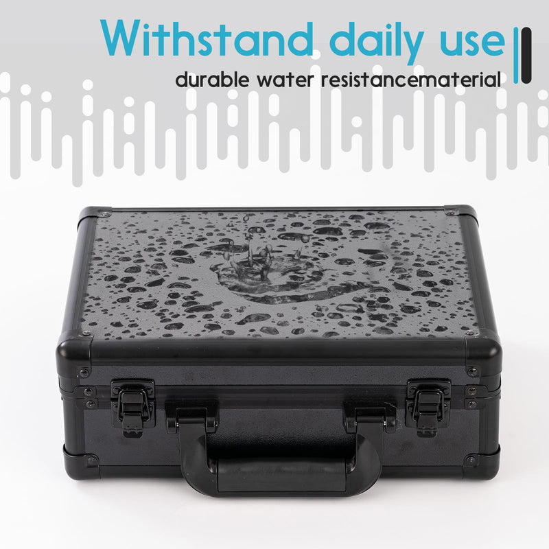 Small Hard Case with Pluck Foam Interior for Pisto l, GoPro,Microphone, Camera, and More - Outer Size 12.2 x 9 x 4.5 Inches, Black