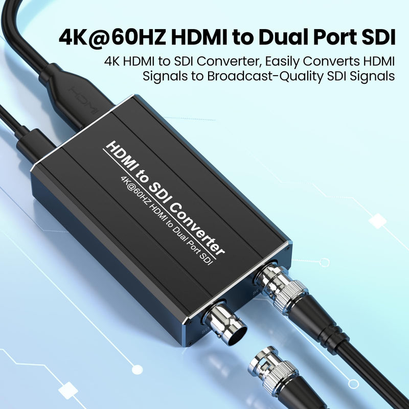 [AUSTRALIA] - HDMI to SDI converter, Dual SDI Output Adapter Support HDMI 4K/60Hz Input, Auto Format Detection Extender for Camera Home Theater 
