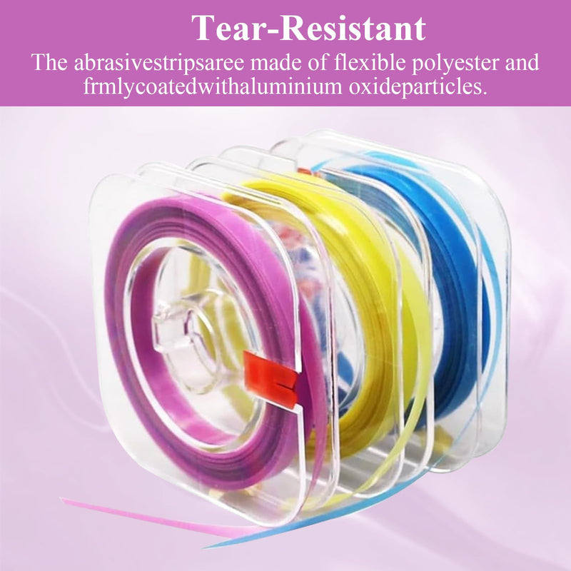 [AUSTRALIA] - LEOEASIY 3 Volumes Tooth Sandpaper, Tooth Sandpaper, Tooth Sandpaper for Spaces, Dental Polishing Strips, Teeth Polishing, Tartar Remover Human, Tooth Band, 4 mm x 6 m (Purple, Yellow, Blue) 