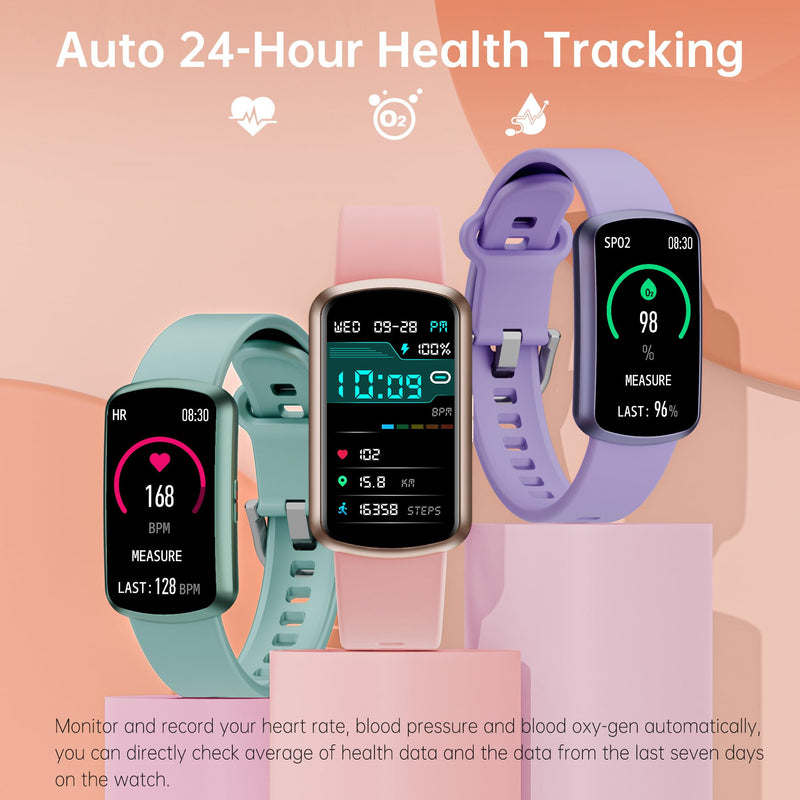 Health Fitness Tracker with 24/7 Heart Rate, Smart Watch with Blood Pressure and Blood Oxy-gen Monitor, Bulit-in 120+ Sport Mode, Sleep Tracking Waterproof Activity Tracker for Women Men Deep Pink