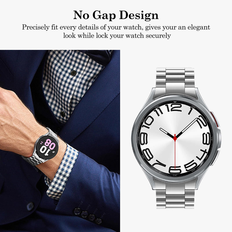 20mm Titanium Bands for Samsung Galaxy Watch 7 Band,No Gap Titanium Metal Adjustable Strap for Galaxy Watch FE/7/6/5/5 Pro/4/6 Classic/4 Classic grey