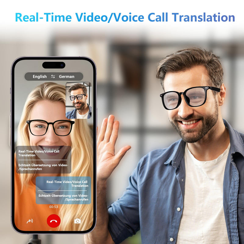 AI Smart Glasses, Bluetooth Smart Translation Glass with 115 Language, with Magnetic Lens,AI Chat,Voice & Video Conversation Translation, Real-Time Voice Translator Sunglasses for Men Women (T08-S3)