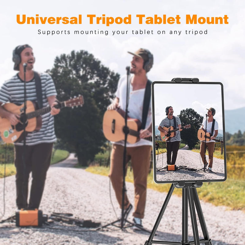 [AUSTRALIA] - Tablet Tripod Mount Adapter, 360° Tablet Tripod Holder with Adjustable Aluminum Arm for Phone, iPad, iPad Pro and 4.7-12.9" Devices, Monopod, Tabletop Tripod Stand, Selfie Stick, Etc 