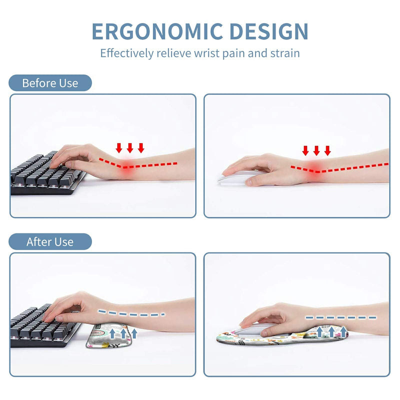 Keyboard Wrist Rest and Mouse Wrist Rest Pad Set, Made of Memory Foam with Non Slip Rubber Base Ergonomic Gel Wrist Rest for Computer Keyboard Gaming Office Working, with Llama Coaster