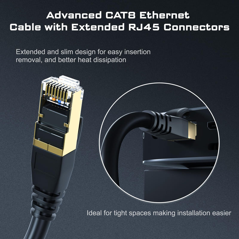 DbillionDa Cat 8 Ethernet Cable, 50FT 40Gbps 2000MHz RJ45 LAN Cable | 3FT 6FT 10FT 15FT 20FT 25FT 30FT 35FT 40FT 50FT 60FT 65FT 100FT 150FT Internet Cable for Router, Modem, Switch, PS5, Xbox Cat8-50ft