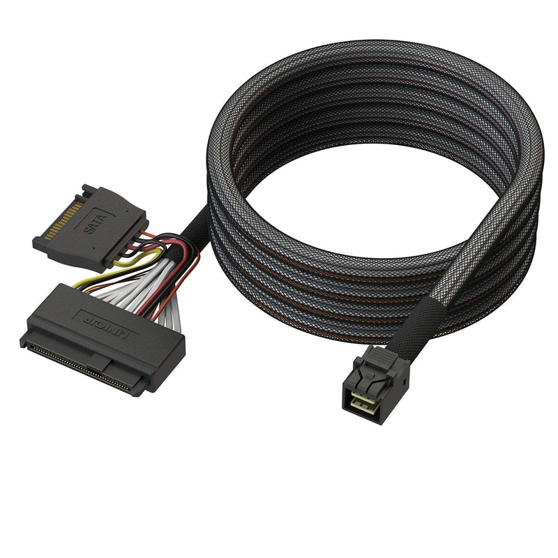 LINKUP Internal 16G U.2 Cable | Mini SAS HD to SFF-8639 | 1.5m | PCIe Gen4, 85 ohm, with SATA power 5 ft (1.5m) SFF-8643 to 8639 for PCIE 85Ohm
