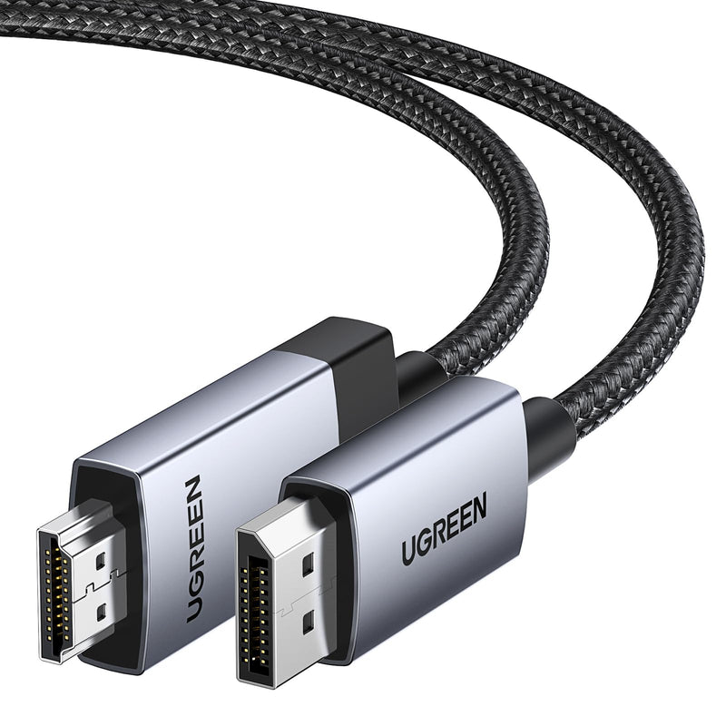 UGREEN 4K@60Hz DisplayPort to HDMI Cable HDR Active DP 1.2 to HDMI 2.0 Cord Aluminum Braided Uni-Directional Display Port to HDMI Converter 6.6FT Compatible with Monitor, Projector, Dell, Lenovo, HP