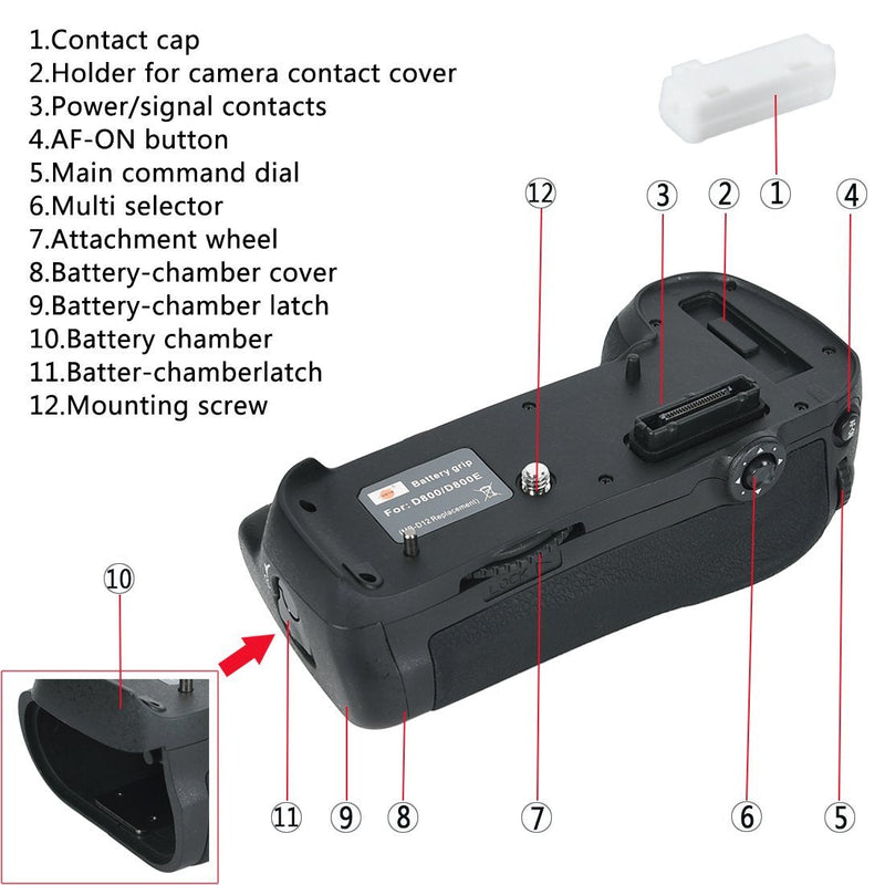 DSTE MB-D12 MBD12 Multi Power Battery Grip Compatible with Nikon D800 D800E D810 Digital SLR Camera as EN-EL15