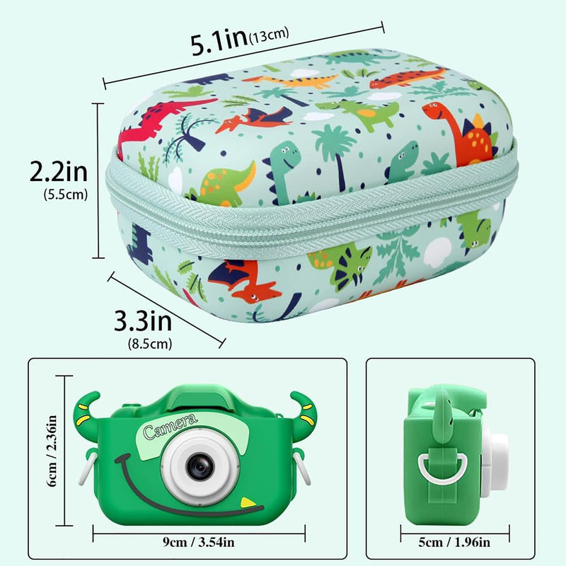 Leayjeen Kids Camera Case Compatible with Goopow/Mgaolo/HOOMOON/Hangrui Kids Camera Toys and Children Digital Video Camcorder Camera,Best Easter Birthday Festival Gift -Green Dinosaur(Case Only) Green Dinosaur