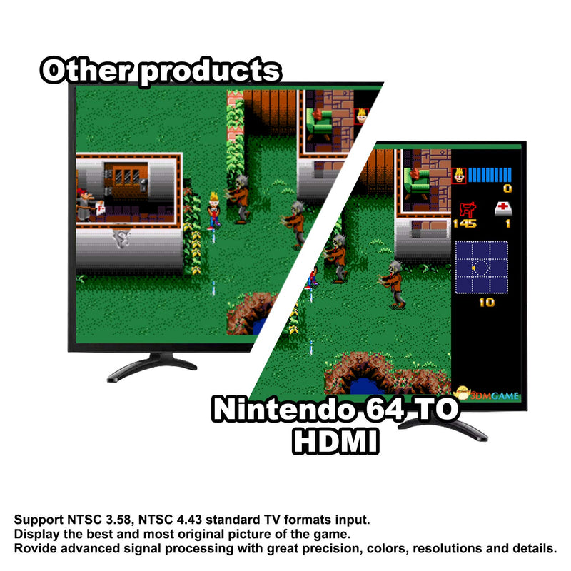 N64 to HDMI Converter Converts N64 Game Console Video Signal to HDMI Signal Easily Connect The Game Console to HDTV Adapter/Converter（Support N64，SNES，SFC，NGC）