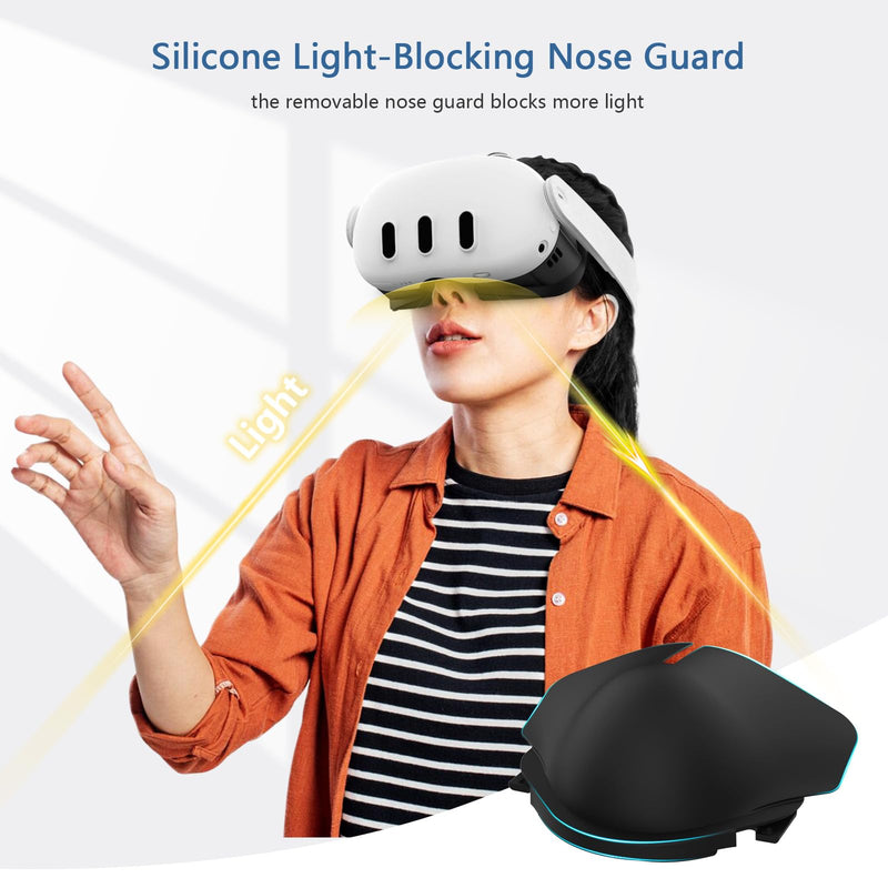 AMVR Face Cover Pad Facial Interface Compatible with Meta/Oculus Quest 3 Accessories,with Soft PU Face Cushion Pad Replacement for Quest 3 and Breathable Ice Silk Cotton(Not for Official Charger Dock) Facial Interface with Ice Silk and PU Pad