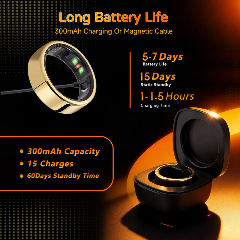 Fitness Tracker Ring, Smart Ring Health Tracker with Heart Rate, Blood Oxygen, Sleep Monitor, Calories, No Subscription Fee, IP68 Waterproof for iPhone & Android (Silver, #11) Silver
