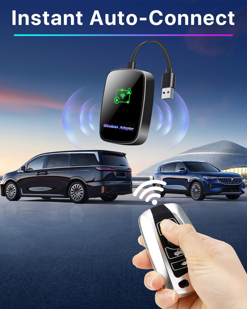 Omeyo Wireless CarPlay Adapter for CarPlay & Android Auto | Plug & Play 5.8GHz WiFi in 10s, Stable No Lag for Factory Wired Cars, Compatible with iPhone & Android Black