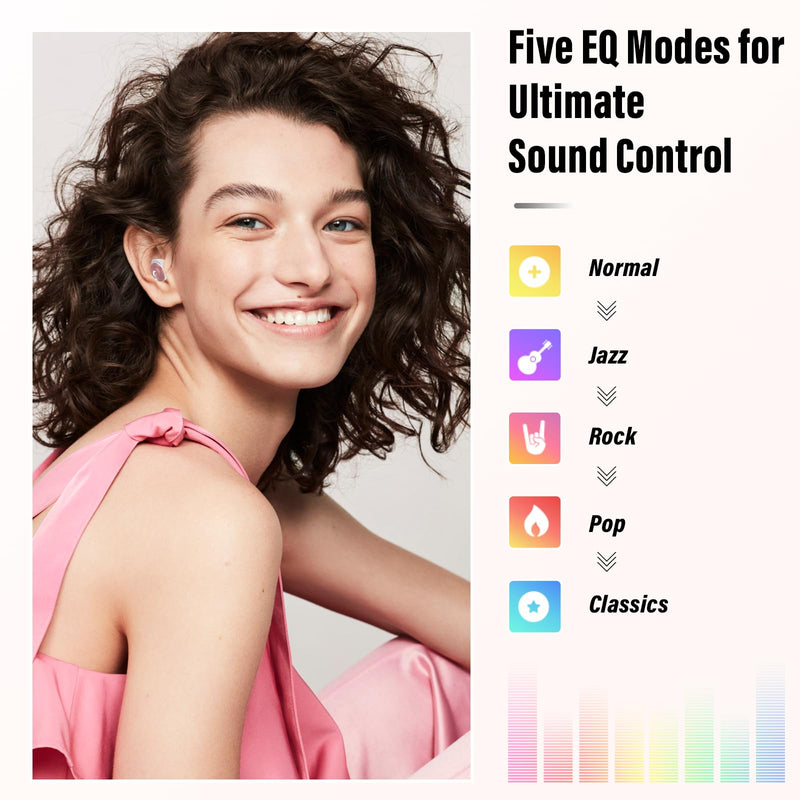 2026 Sleep Earbuds Bluetooth 5.4 in Ear Smart Touch Screen Ear Buds, 48H Playtime Mini Sleep Headphones Small Design for Side Sleepers, 5 EQ Modes, Crystal-Clear Calls, IPX7 Waterproof Earphones Rose Bright Pink
