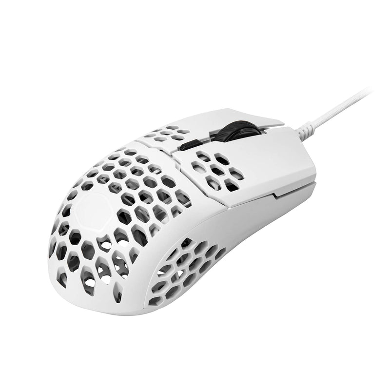 Cooler Master MM710 53G Matte White Gaming Mouse with Lightweight Honeycomb Shell, Ultralight Ultraweave Cable, Pixart 3389 16000 DPI Optical Sensor