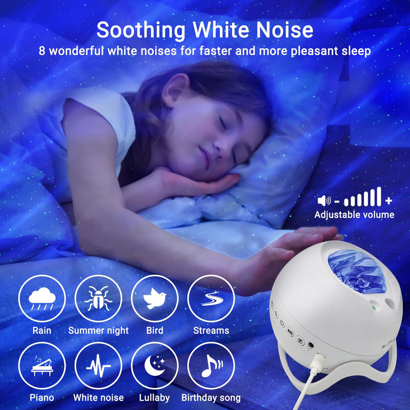 [AUSTRALIA] - HERHOTER Star Projector,Northern Lights Projector,with Bluetooth Speaker, White Noise, Remote Control,Night Light,for Game Room, Adults, Family Gatherings,Galaxy Projector Bedroom 5.3in 