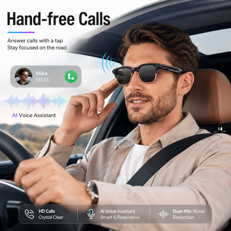 AI Smart Glasses with Camera,Photo Capture &4k Video Recording Glasses,Real-Time Translation, Open-Ear Audio, Object Recognition, Camera Sunglasses Chatgpt AI Assistant