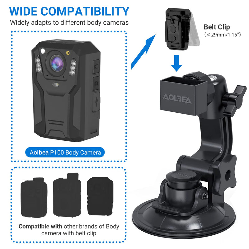 Body Camera Suction Cup Mount with Easy Remove Washable Reuable Magic Sticky Gel Pad for P100 and Widely Compatible with Other Body Camera Perfect for Car Windshield, Window, Glass, Dashboard