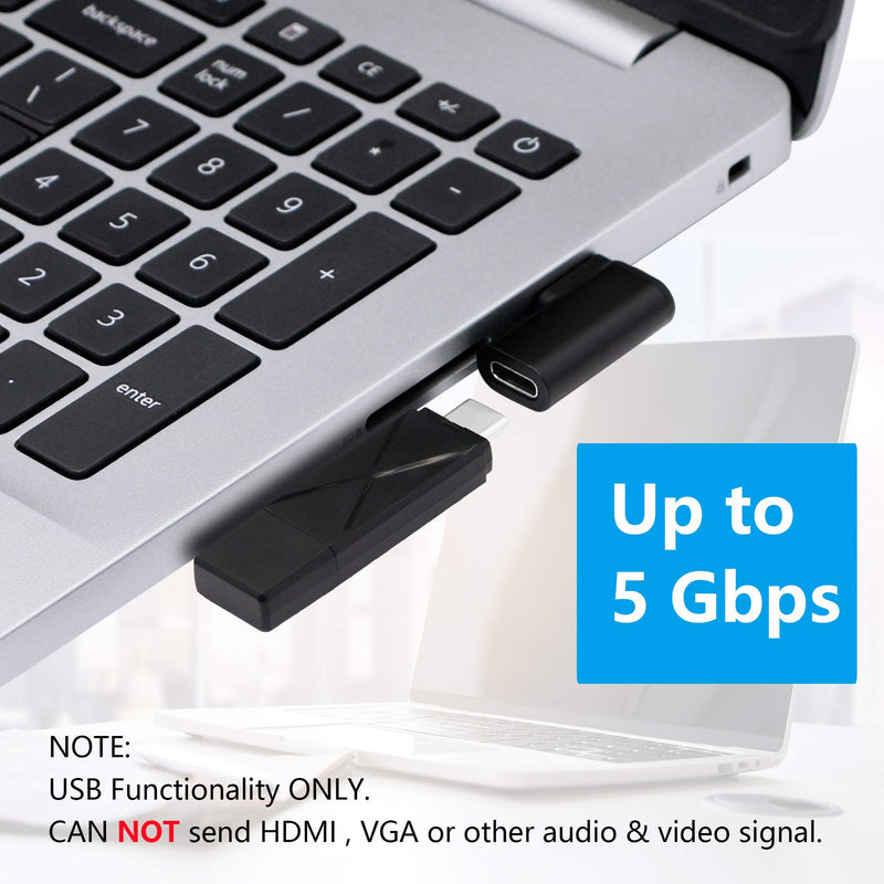 CERRXIAN 90 Degree USB C to USB A Adapter, Right Angle & Left Angle USB A 3.0 Male to USB Type C 3.1 Female Connector for Laptops, Wall Chargers, Power Banks(2-Pack)