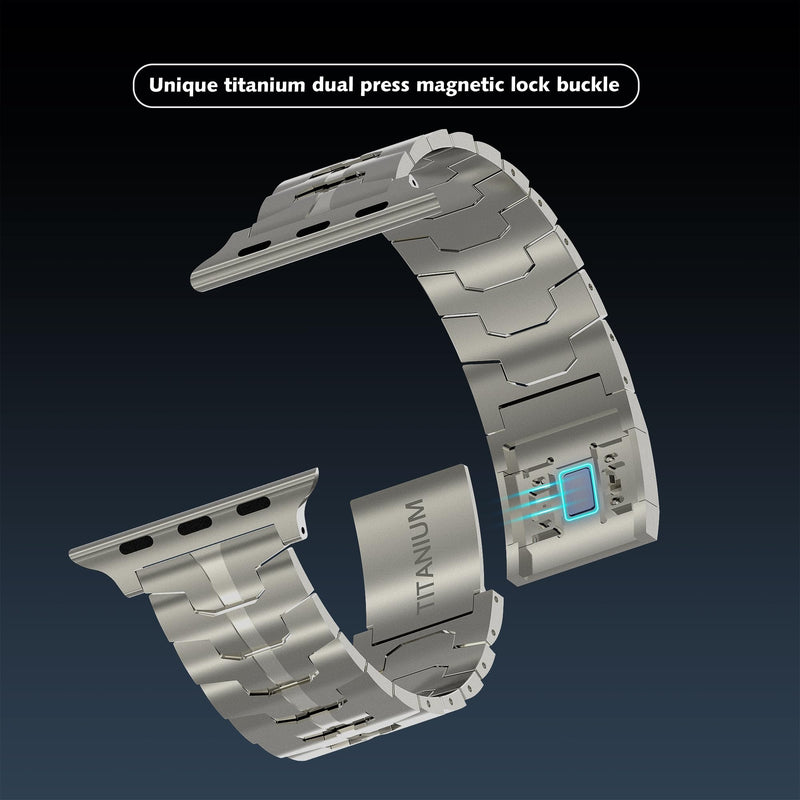 Band for Apple Watch, Titanium Metal Band 49/45/44/42mm for Apple Watch Ultra 2 /Series 9/8/7/6/5/SE, Wider Band for Men grey