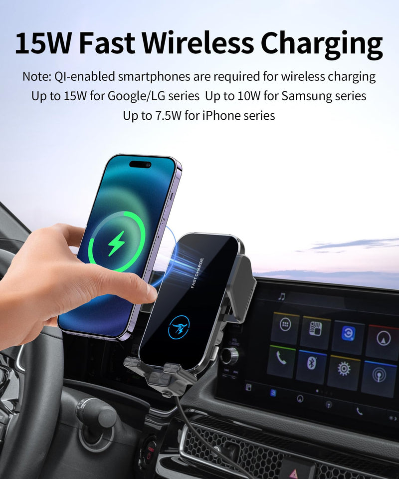Wireless Charger Car Phone Holder for Toyota RAV4 2019-2025, 7/8" Screen | RAV4/RAV4 Hybrid 2019-2025,Auto Clamp Cell Phone Mount Accessories 15W Qi Fast Charging Stand Compatible with iPhone Android