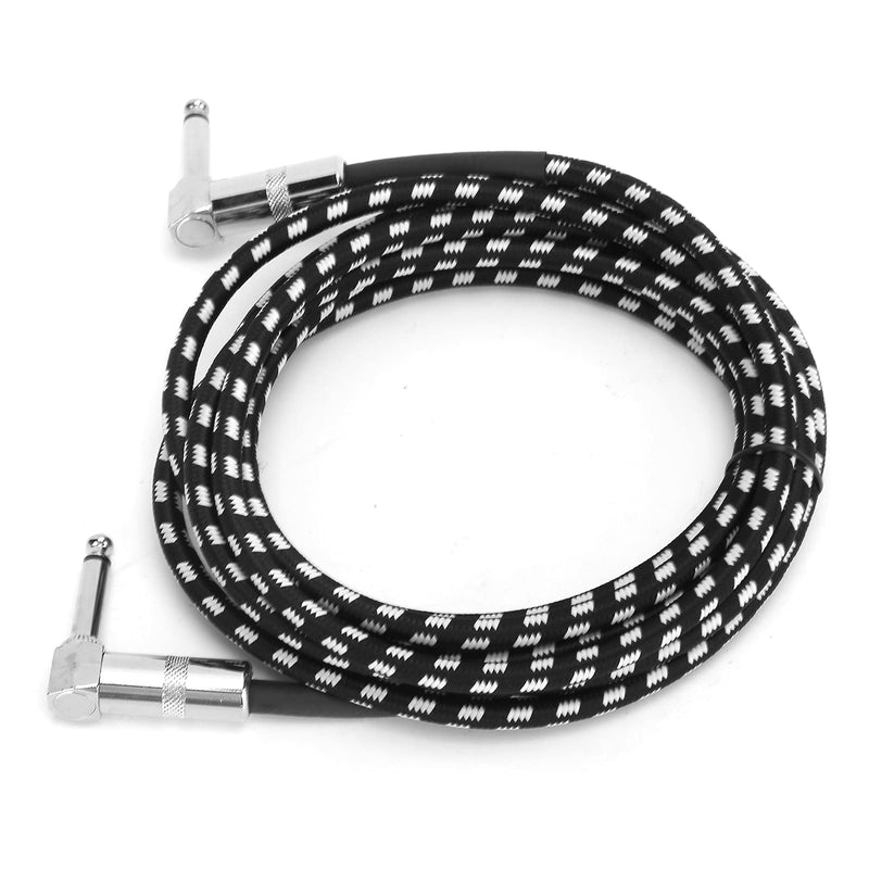 Guitar Cable - 6.35MM Male Head Audio Guitar Cable 10ft Electric Guitar Amplifier Cord - Right Angle to Right Angle 1/4 Inch Instrument Cable Guitar Amp Cable(Black-White)