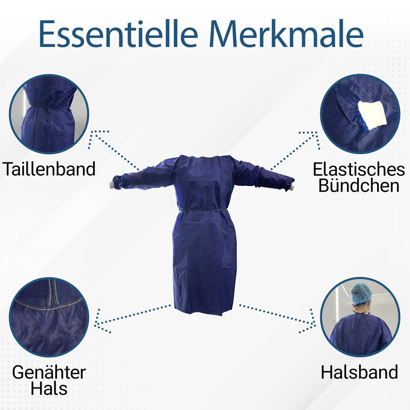 [AUSTRALIA] - BORNOVA - Protective gown, work coat, disposable apron, fleece, sterile (25 GSM, 10) 25 GSM 