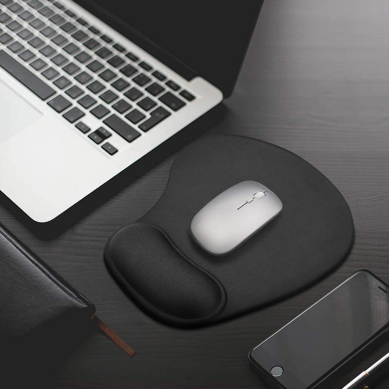 JSD Gel Mouse Pad with Wrist Support Wrist Rests 10.00×9.25×1.3 inches (Black, 1 Pack) Black 1 Pack