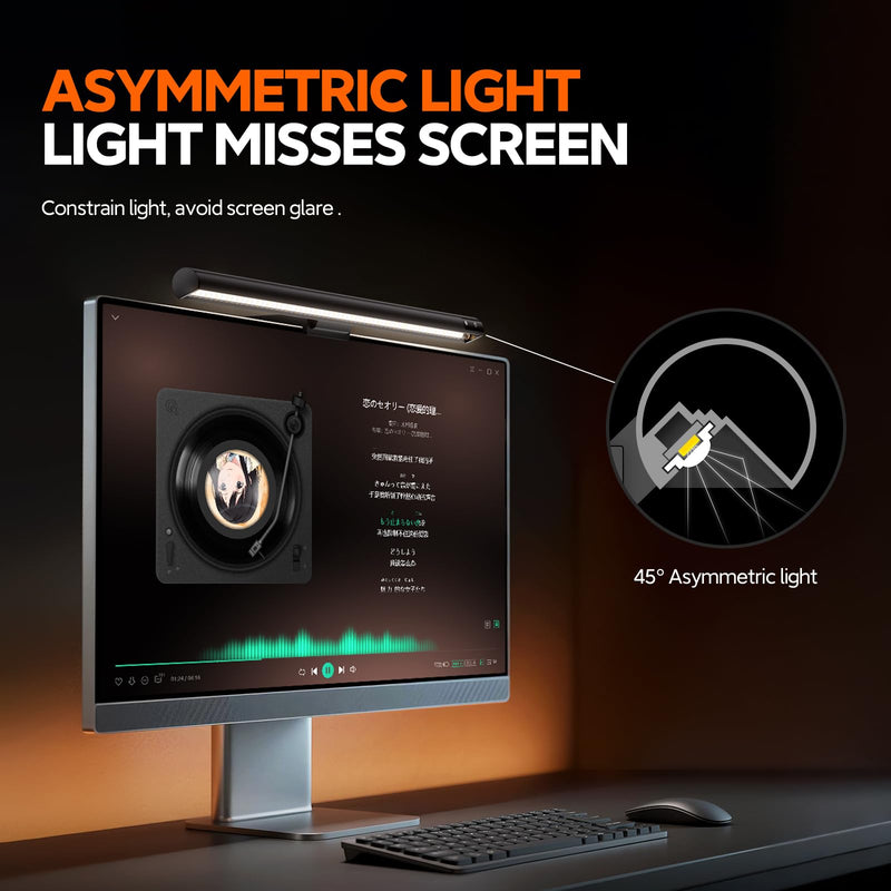 LYMAX Monitor Light Bar, Eye-Care USB Computer Lamp Dimmable Screen Light Bar, Fit for All Monitor with Wireless Controller, No Screen Glare, Space Saving for Home Office Desk Light Black-M2P