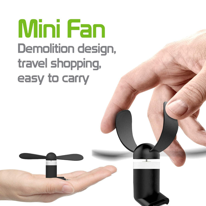 Cellet Mini Portable USB Fan Compatible with Apple iPhone 12 Pro Max mini 11 Max XS Max Xr X 8 7 6 5 and All Other Lighting Port - Black