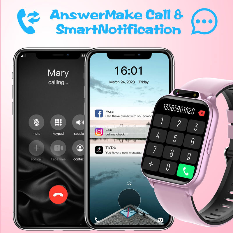 Smart Watch for Kids,1.85" Fitness Tracker with Heart Rate,Sleep Monitor,Built-in AI(Translation/Q&A/Watch Face/Image recognition Smartwatches,NO APP/Phone, Gift for Boys Girls.(Built-in AI, Pink) 1.85" Built-in AI
