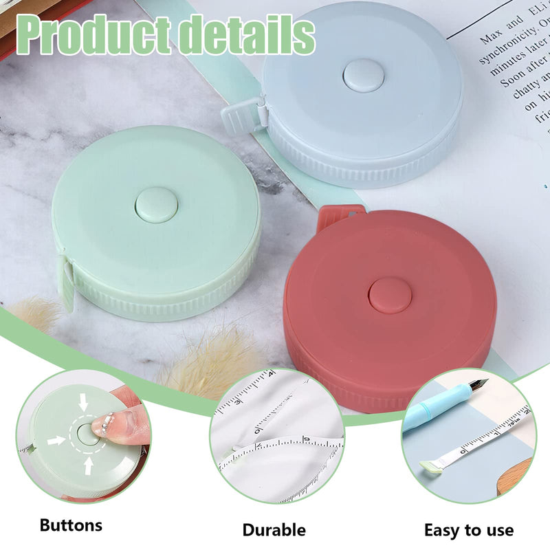 Soft Double-Sided Tape Measure, 3 Pieces Telescopic Tape Measure Body for Chest, Measuring Length, Waist (200 cm / 79 Inches)