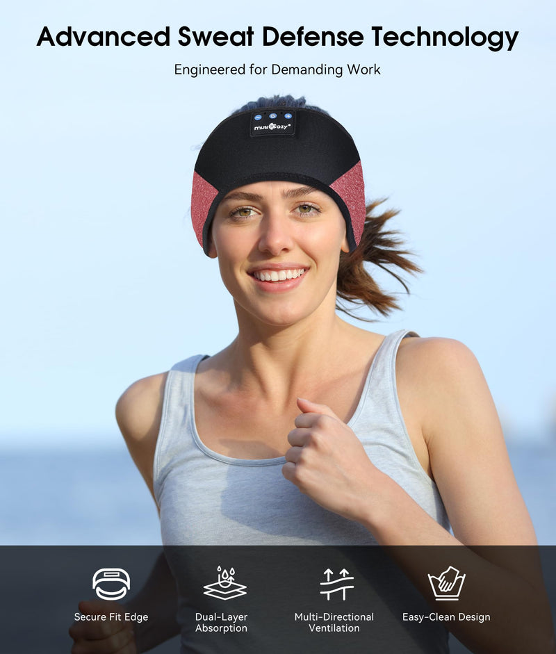 MUSICOZY Sleep Headphones Bluetooth Headband Wireless Music Headband Headphones, Earbuds for Side Sleepers Women Men Workout Running Travel Yoga Cool Gadgets Unique Gift, 2 Packs