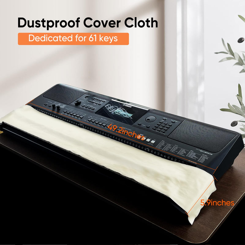Piano Keyboard Stickers 61 Key, Piano Key Stickers, Electric Digital Piano Notes Labels for Beginner, Made of Reusable Silicone Comes with Keyboard Dust Cover Cloth and Box Black