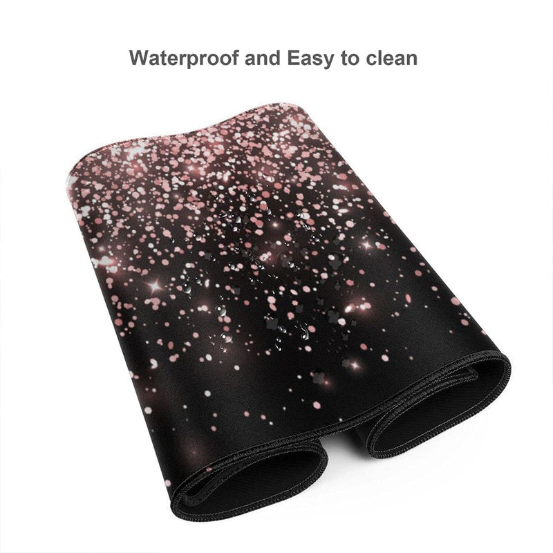 Rose Gold Glitter Black Gaming Mouse Pad Large XL Long Extended Pads Big Mousepad Keyboard Mouse Mat Desk Pad Home Office Decor Accessories for Computer Pc Laptop Rose Gold Glitter Black